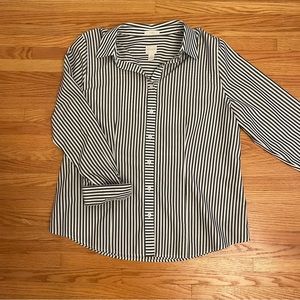 Chico’s Oversized Striped No Iron Button Down